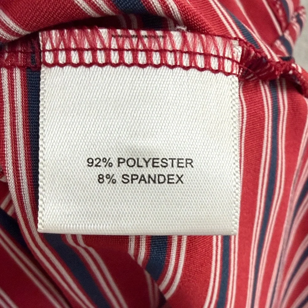 Peter Millar Summer Comfort Red Navy Striped Men's Polo Shirt - Picture 3 of 4